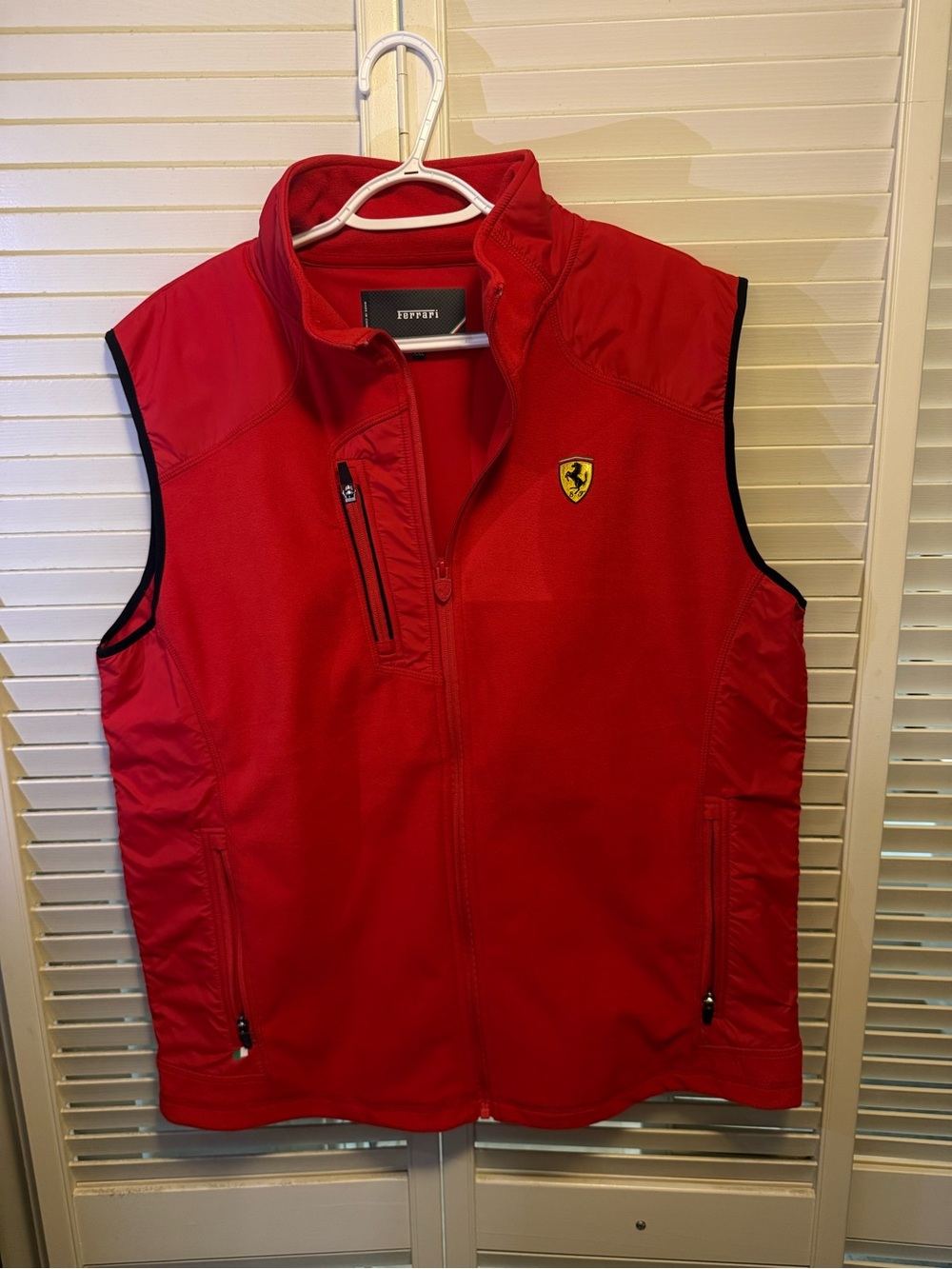 Ferrari Red Sleeveless Driving Vest with Shield Patch